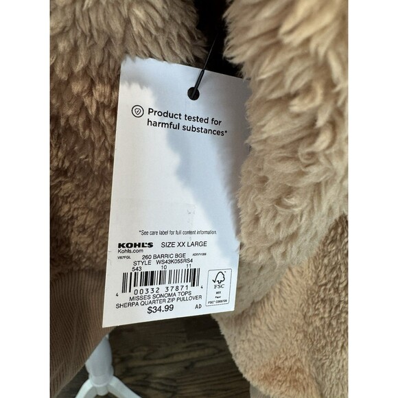 New Women's Sonoma Goods For Life Pullover Size XXL Beige Cozy Quarter Zip - Picture 9 of 13